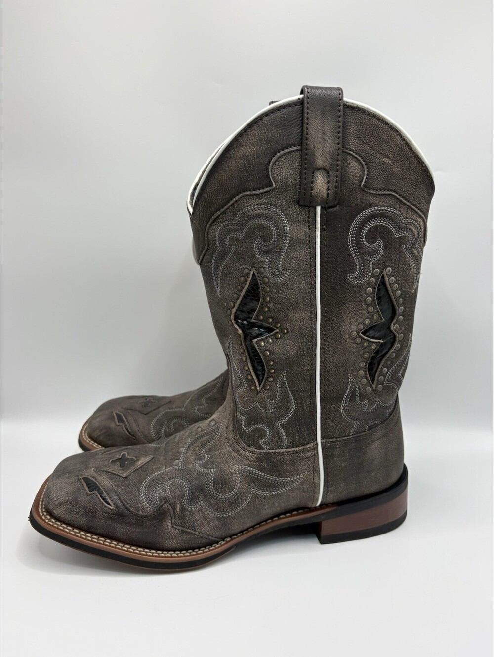 Laredo Womens Spellbound Leather Distressed Embroidered Cowboy Boot 9.5M NWOB